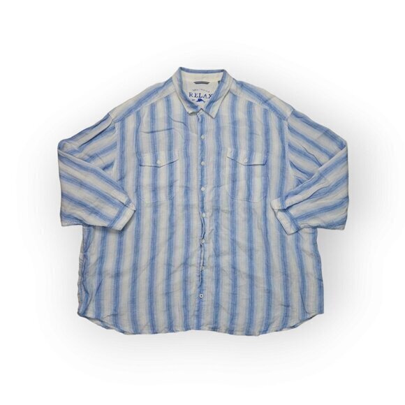 Tommy Bahama Relaxed Linen Shirt Long Sleeve Striped‎ Mens 4XB - Picture 1 of 7